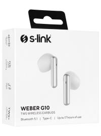 S-LİNK Weber G10 Beyaz Dokunmatik Kablosuz Bluetooth V5.1 TWS KULAKİÇİ Mikrofonlu Kulaklık